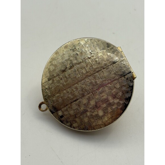 Vintage Mid Century Gold With Red Guilloche Enamel Seed Pearls Locket - Picture 2 of 5